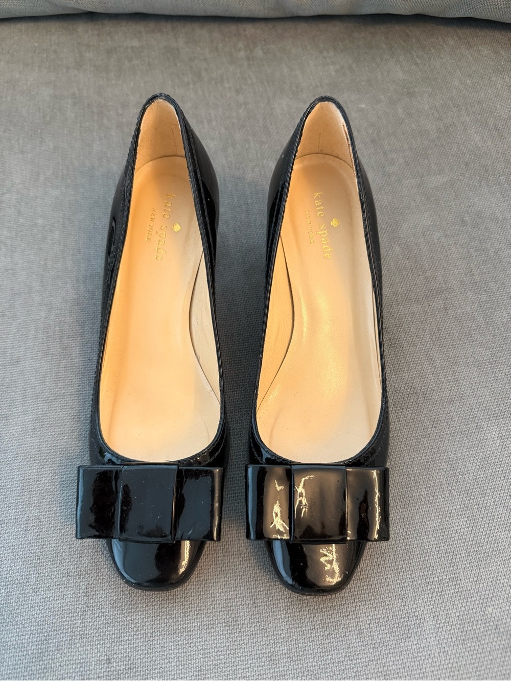 kate spade Black Patent Bow heels
